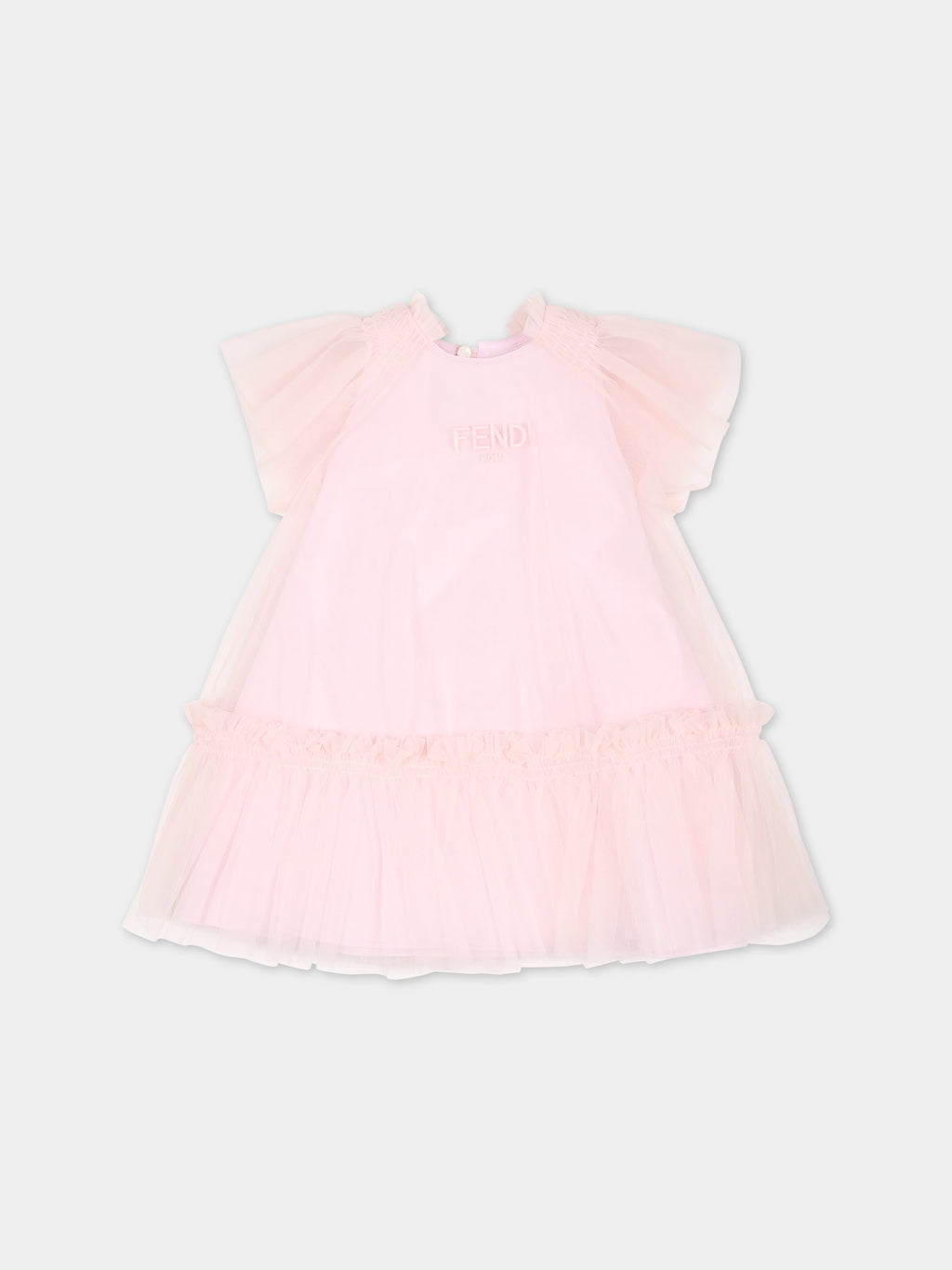 Vestito rosa per neonata con logo Fendi
